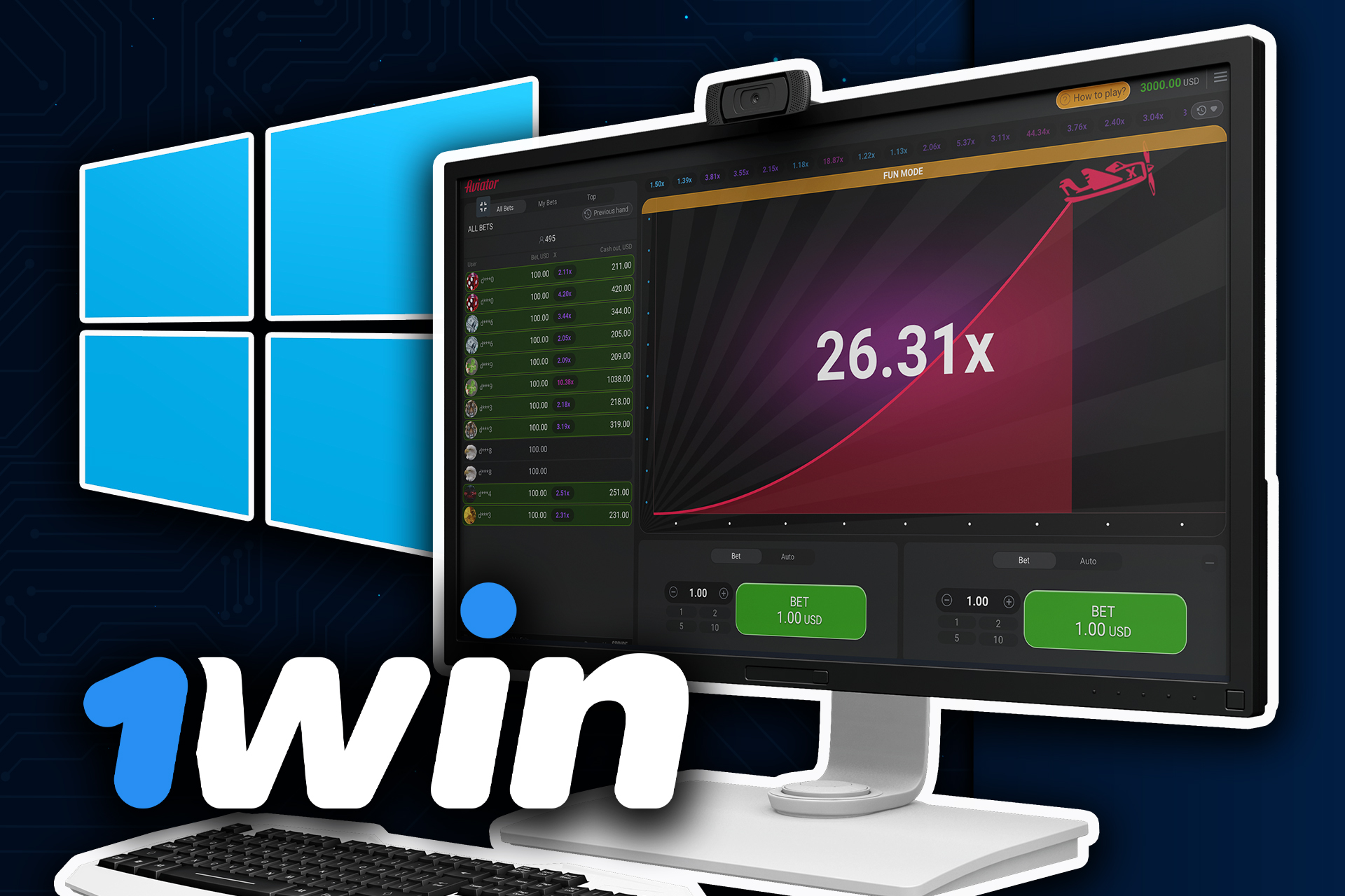 Si quieres jugar a Aviator en un portátil o PC, descarga la versión de escritorio de 1win.