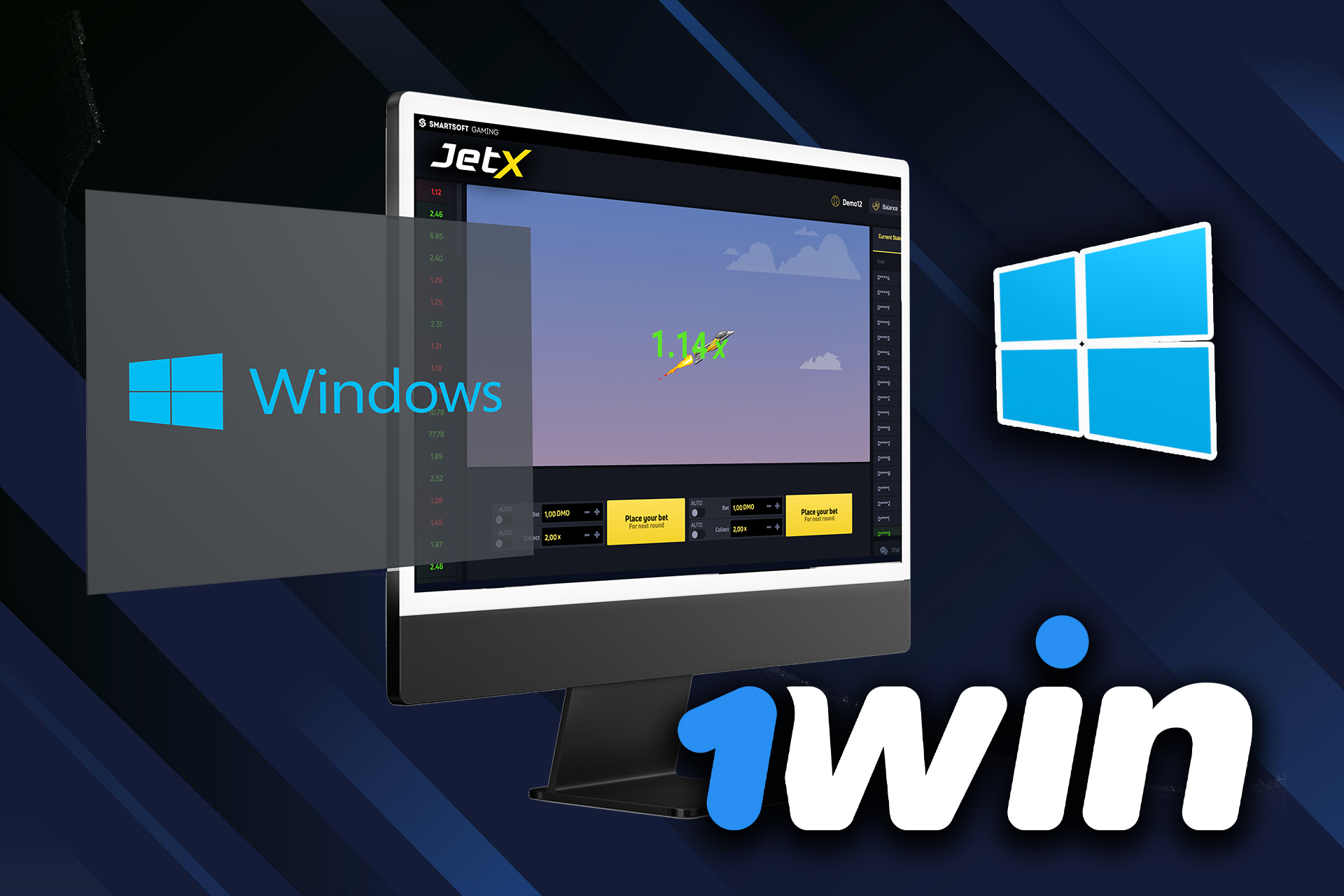 Descarga la versión de escritorio de 1win para jugar a Jet X en tu ordenador.
