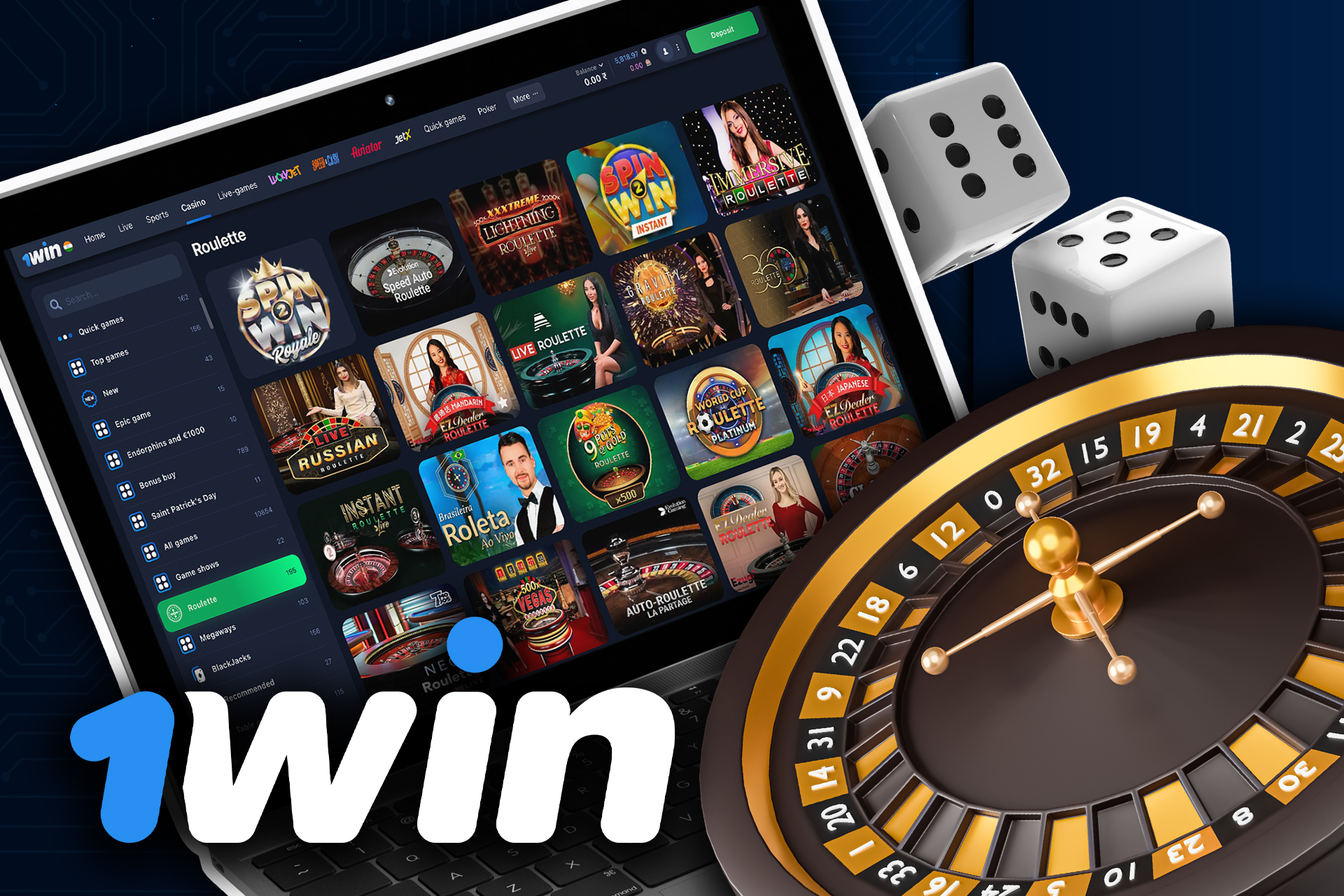 Juegue al juego de casino más tradicional en 1win: la ruleta.