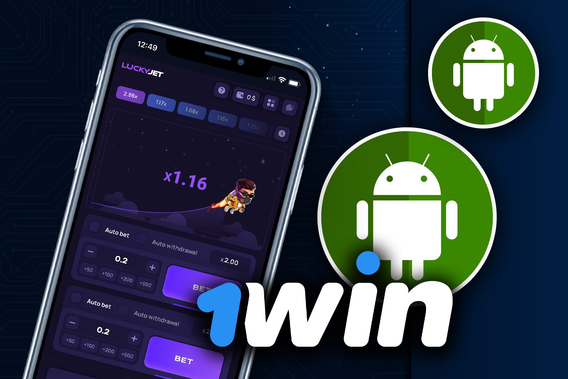 Descargue la aplicación 1win en su dispositivo Android para jugar a Lucky Jet.